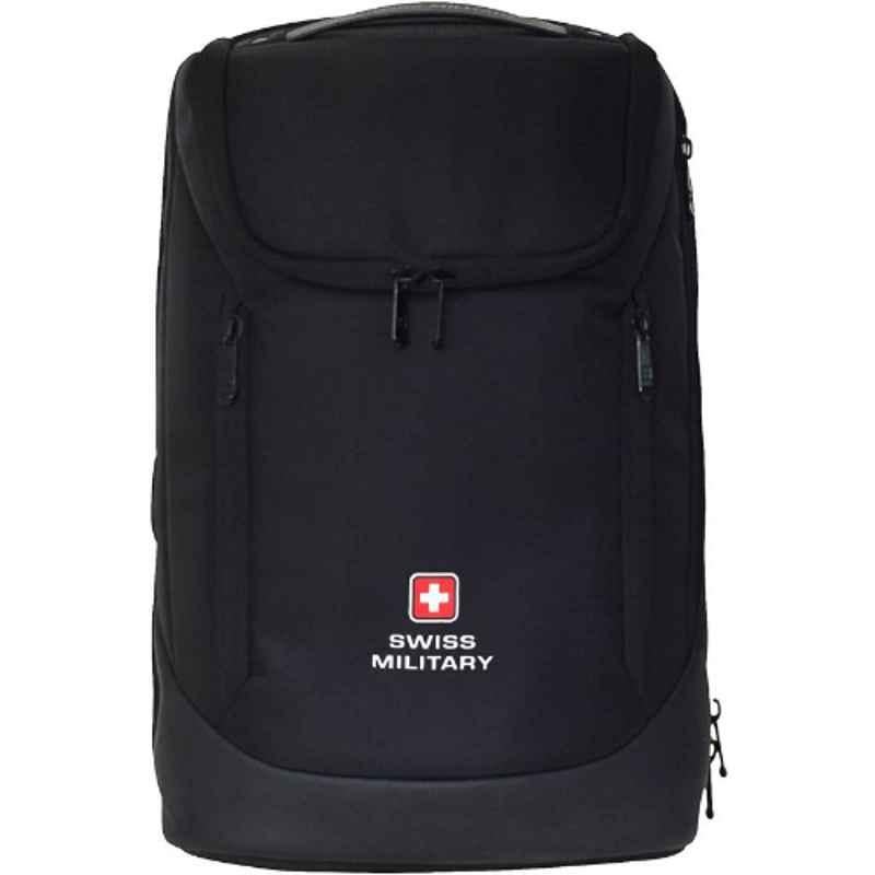 Swiss Military 21 Litre Polyester Black xxlarge Laptop Backpack with USB & C-Type Charging Port, COCOON_LBP116_BLK_21LTR