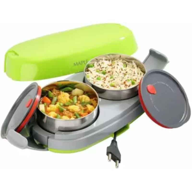 Maple 350ml Plastic Green Electric Lunch Box with 2 Containers, 72ET003