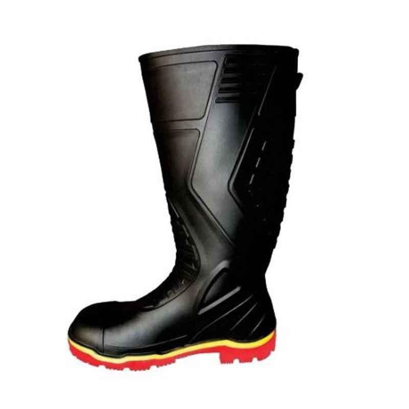 Neosafe Color-15 PVC Steel Toe Black Work Gumboots, Size: 6