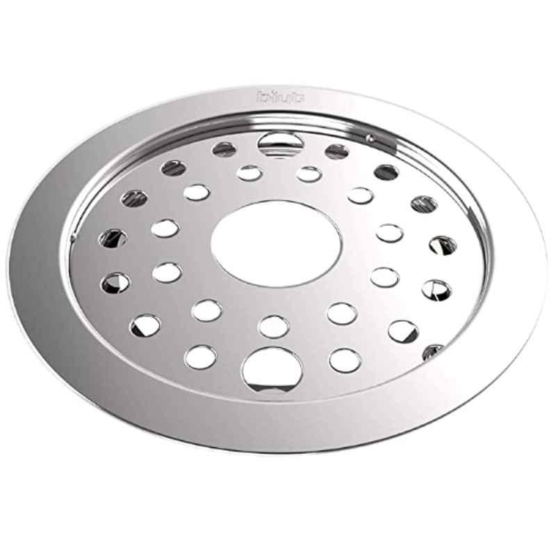 Biut 5 inch Stainless Steel Glossy Finish Silver Round Floor Drain Grating with Pipe Cut, AL-80A