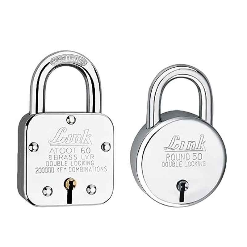 Link 60mm 8 Lever Stainless Steel Double Locking Padlock with 50mm Round Padlock Free, Atoot 60