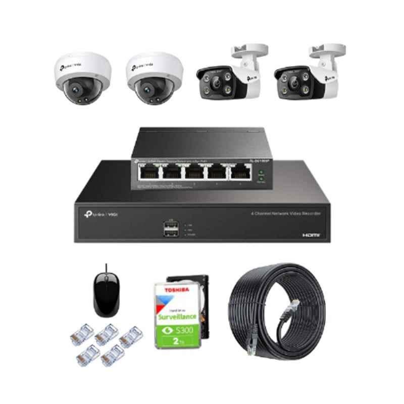 TP-Link VIGI C230 & C330 3MP Full Color Indoor & Outdoor Network IP Combo Kit with 4CH NVR 4 Camera 5 Port POE Switch 2TB HDD D-LINK 100M LAN Cable