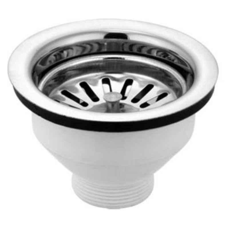 Drizzle 4 inch Plastic Chrome Finish Silver Drain Jali for Kitchen, ASINKWASTE