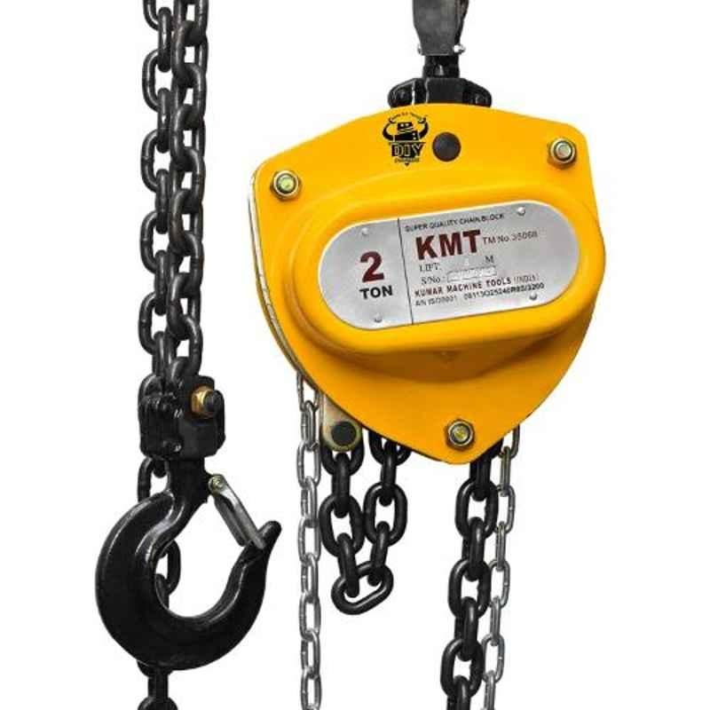 DIY Engineers KMIT Premium 2 Ton Yellow Industrial Heavy Duty Class Chain Pulley Block