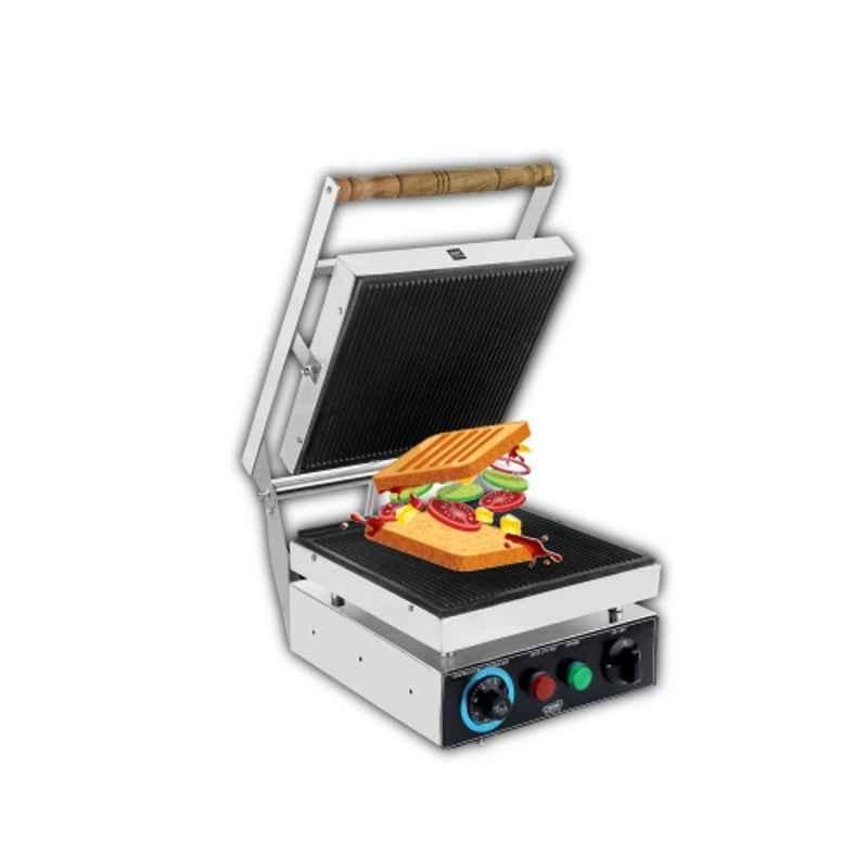 Microactive 2000W Stainless Steel Sandwich Griller with Non-Stick Plates, Capacity: 6 Sandwich