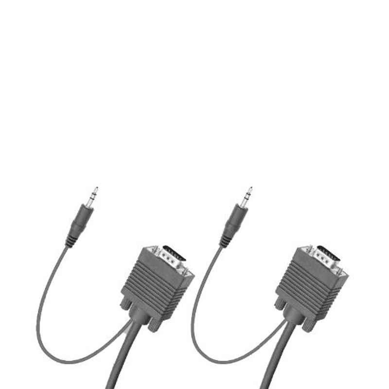 Logic GrandLogic Professional 20m PVC & Copper Grey Male to Male VGA & Audio AV Cable, GL-PR-VA20MM