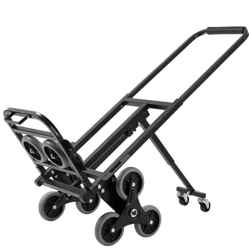 Welbuilt 150kg A3 Alloy Steel Black Portable Stair Climbing Hand Truck with Back Support