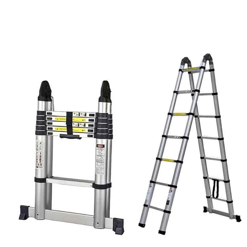 Welbuilt 150kg 12 Step Stainless Steel 4.8m Extended Height A Type Multipurpose Telescopic Ladder