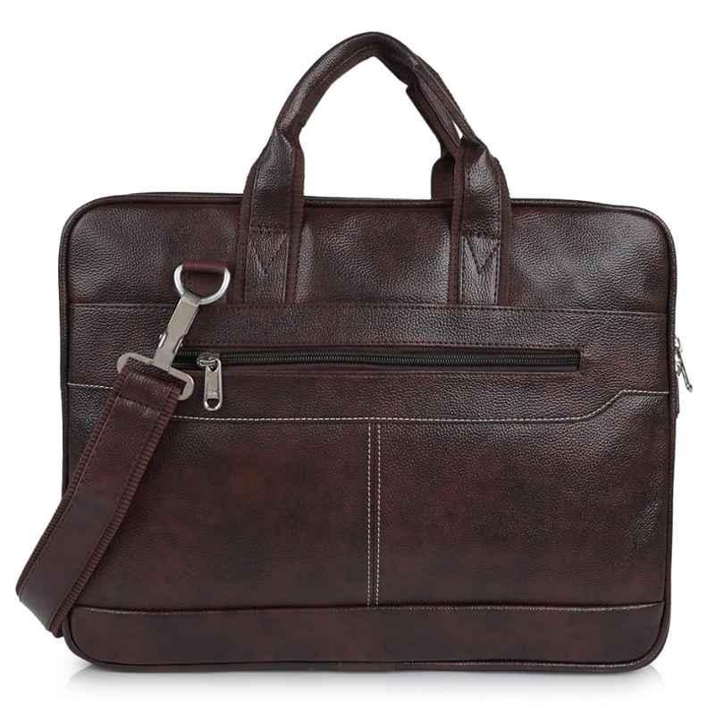 I DOT 13 inch Faux Leather Tan Laptop Messenger Bag with PU Shoulder Strap