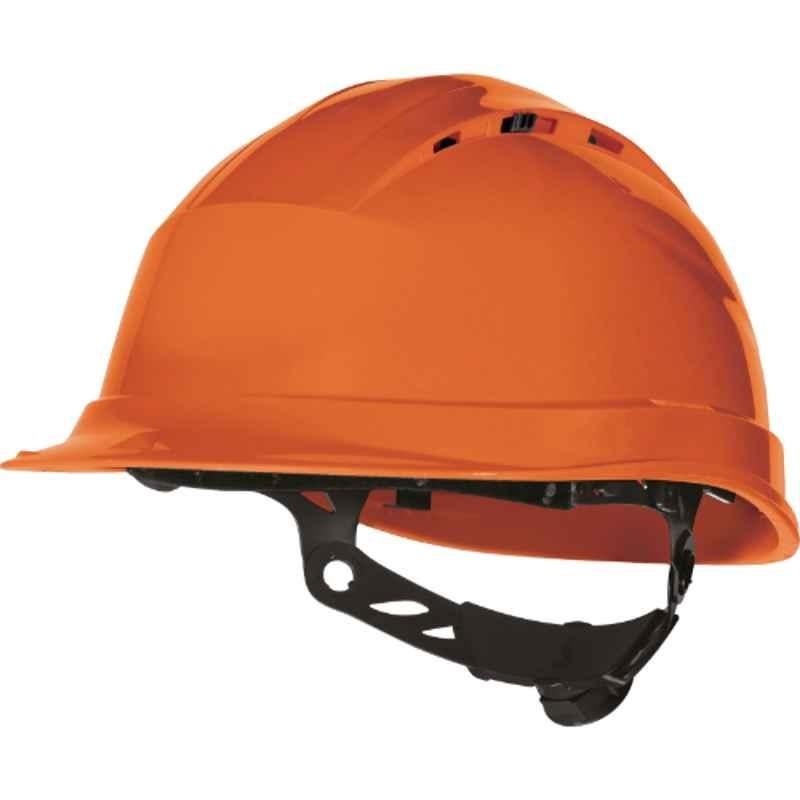 Delta Plus QUARTZ UP IV Orange Rotor Adjustment Ventilated Safety Helmet