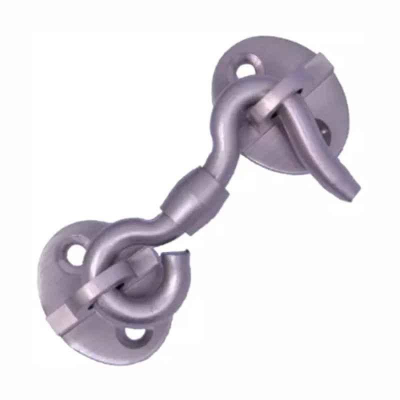 RiseOm 2 inch Satin Silver Finish Brass Oval Eye Gate Hook, 6H-0Z3A-8SP9 (Pack of 4)
