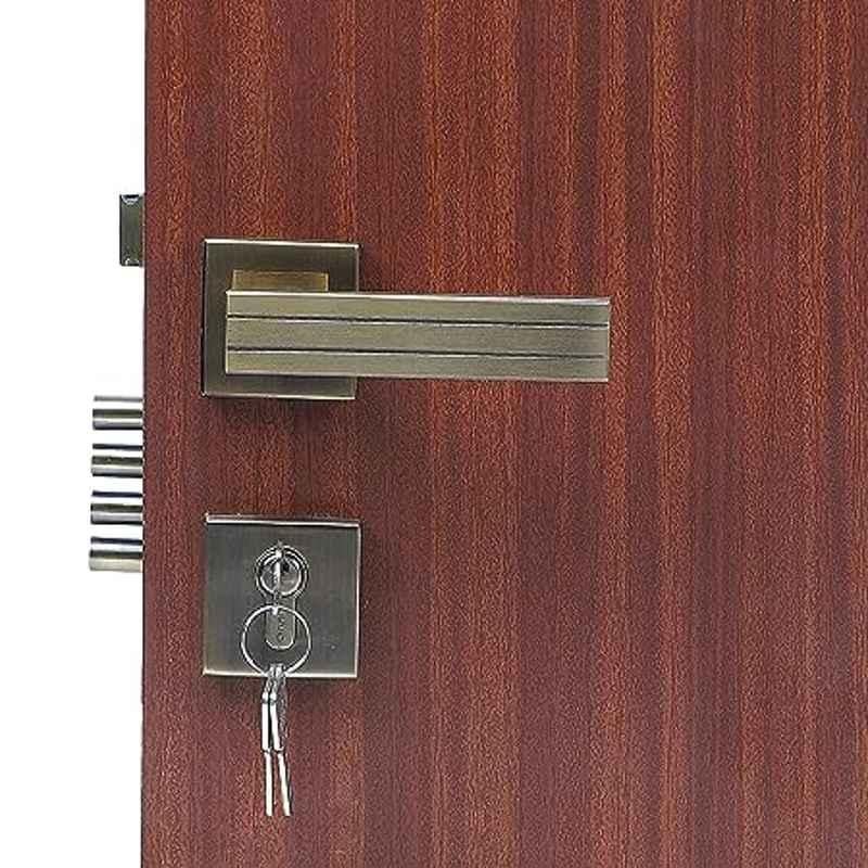 Homexpert Rose Altroz 60mm Stainless Steel Antique Brass Finish Cylindrical Plate Both Side Key Mortise Door Lock Set