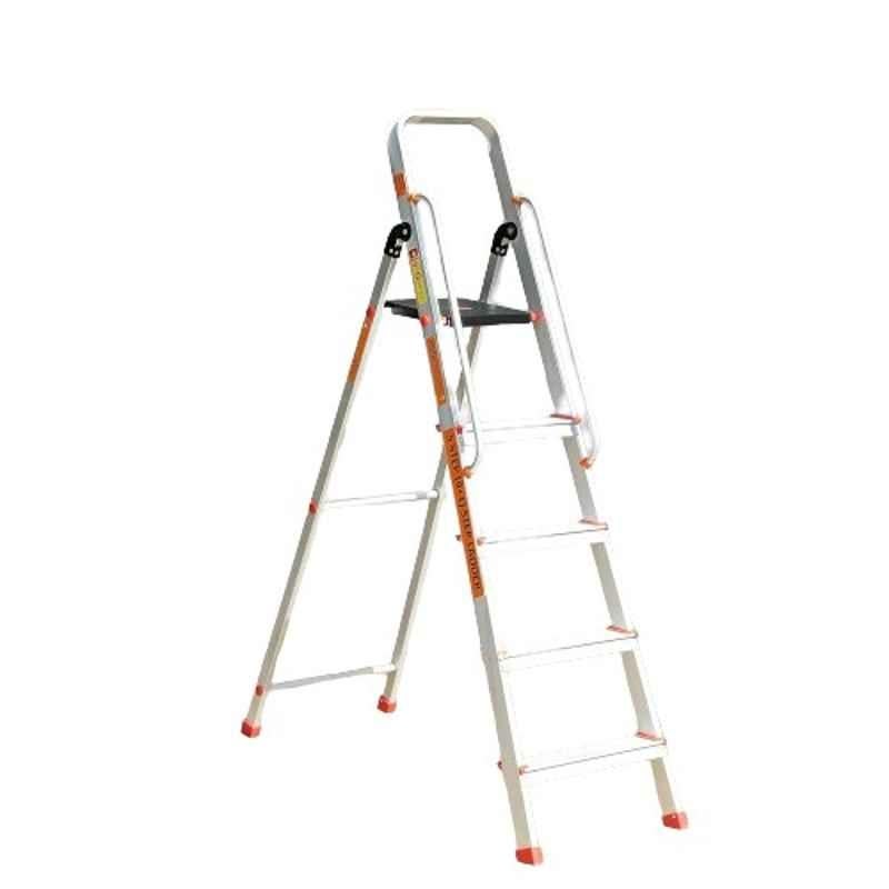 Prime Safe-T 5 Step Aluminium Foldable Ladder for Home & Office Use with Hand Rails, PST-05