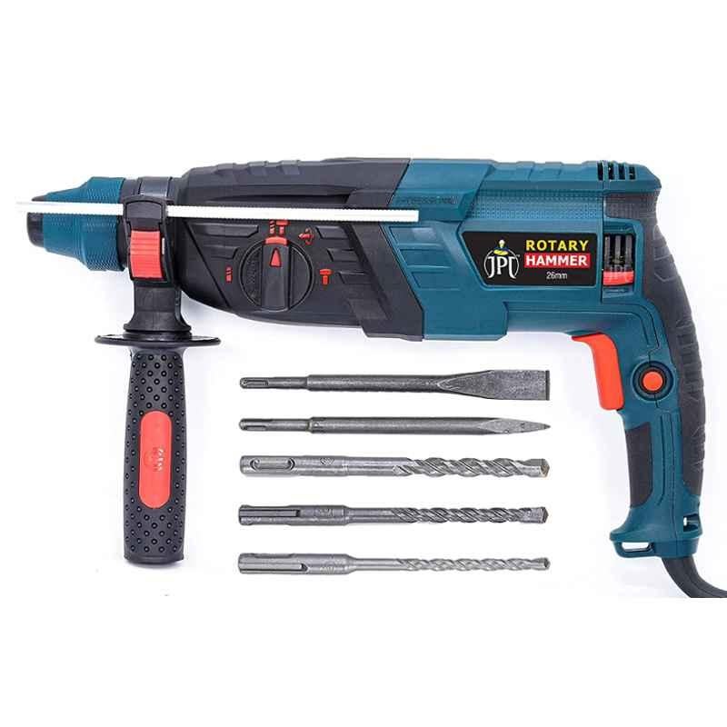 JPT 1050W 26mm SDS Plus Rotary Hammer Drill with Anti Vibration Control, 3 Drill Bits & 2 Chisel