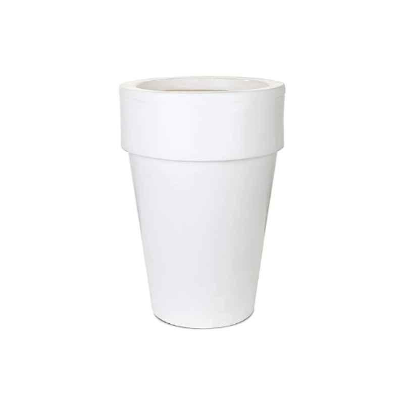 Blume Curvada 27 inch White Plastic Round Polished Finish Flower Pot, CR-NL-L-WT