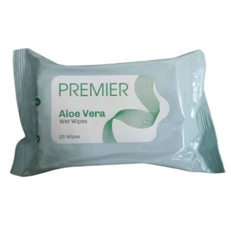 Premier 25 Pcs Alcohol Free Aloe Vera Fragrance Wet Wipes
