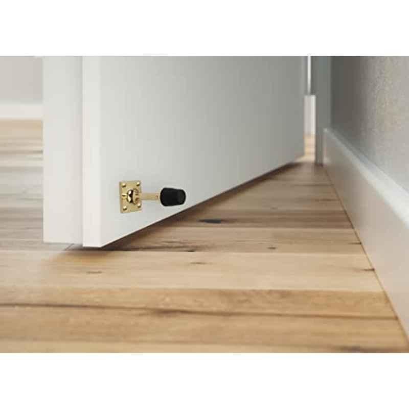 Screwtight 3 inch â€ŽZinc Polished Brass Lacquered Finish Skirting Mount Door Stopper, â€ŽZ230101 (Pack of 2)