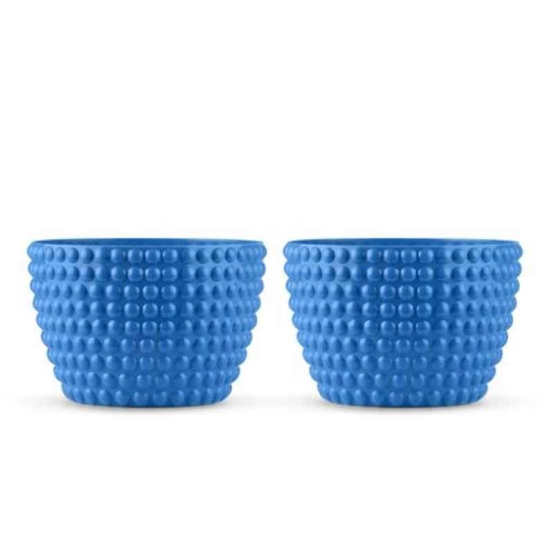 Blume 4.5 inch Sky Blue Plastic Polka Dot Round Flower Pot, EB-PD-SB-2 (Pack of 2)