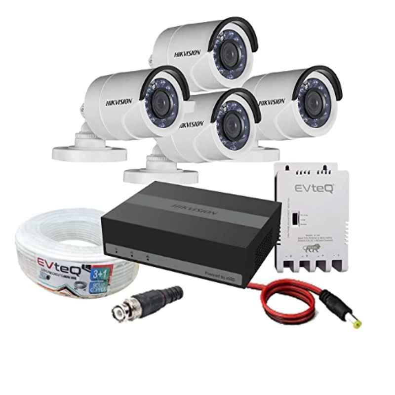 Hikvision EVteQ 1MP 4 Bullet & 4 Channel 300GB Embedded Storage SSD DVR CCTV Camera Combo Kit, SK1MP4B
