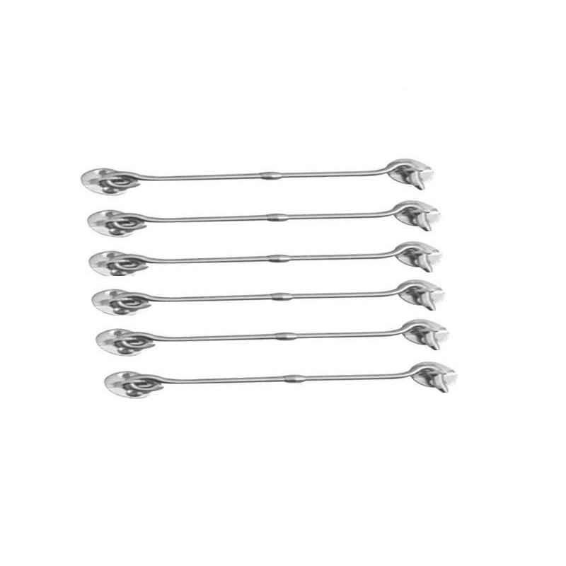 Smart Shophar 5 inch Stainless Steel Silver Round Gate Hook, SHA40GH-ROUN-SL05-P6 (Pack of 6)