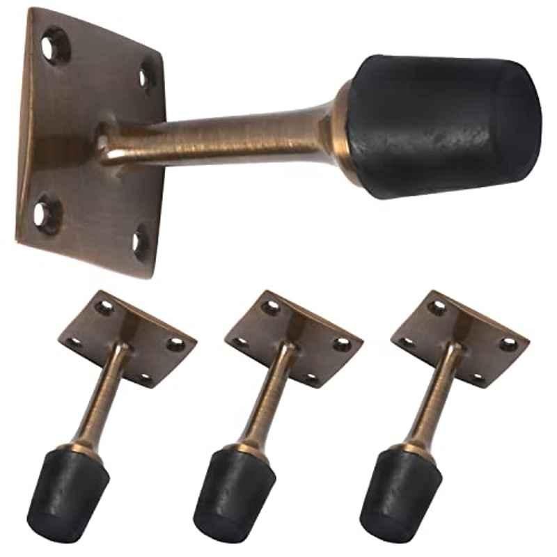 Screwtight 3 inch Zinc Antique Brass Wall Mounted Door Stopper, Z230101A-4 (Pack of 4)