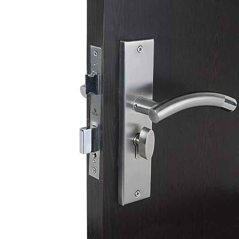 Handle Waala MG1101-CYS 8 inch 60mm Stainless Steel Silver Cylindrical Plate One Side Key Mortise Door Lock Set