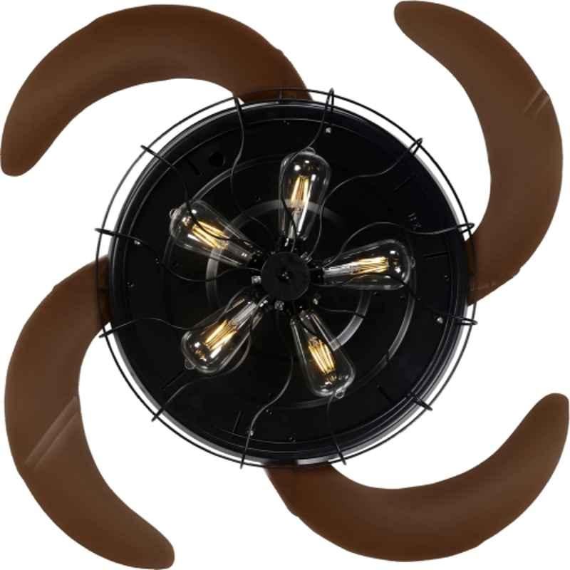 Aera Vintage-02 60W Black & Coffee Decorative Ceiling Fan with Remote Control, Sweep: 1070 mm