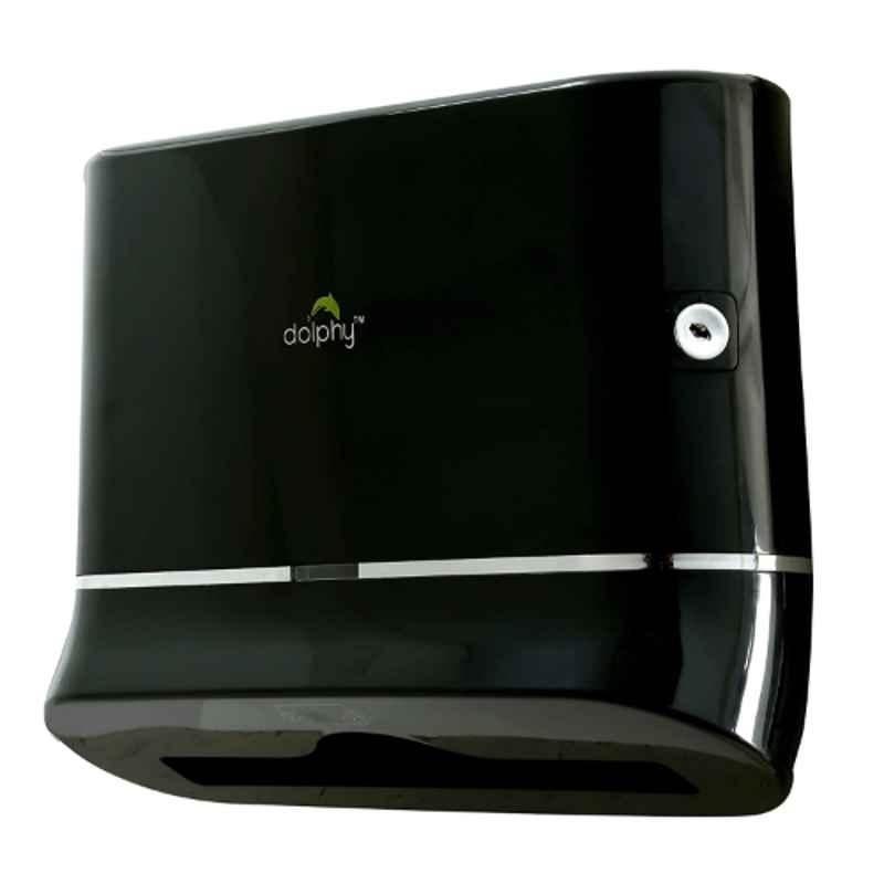 Dolphy Plastic Black Multifold Mini Hand Towel Paper Dispenser, DPDR0002