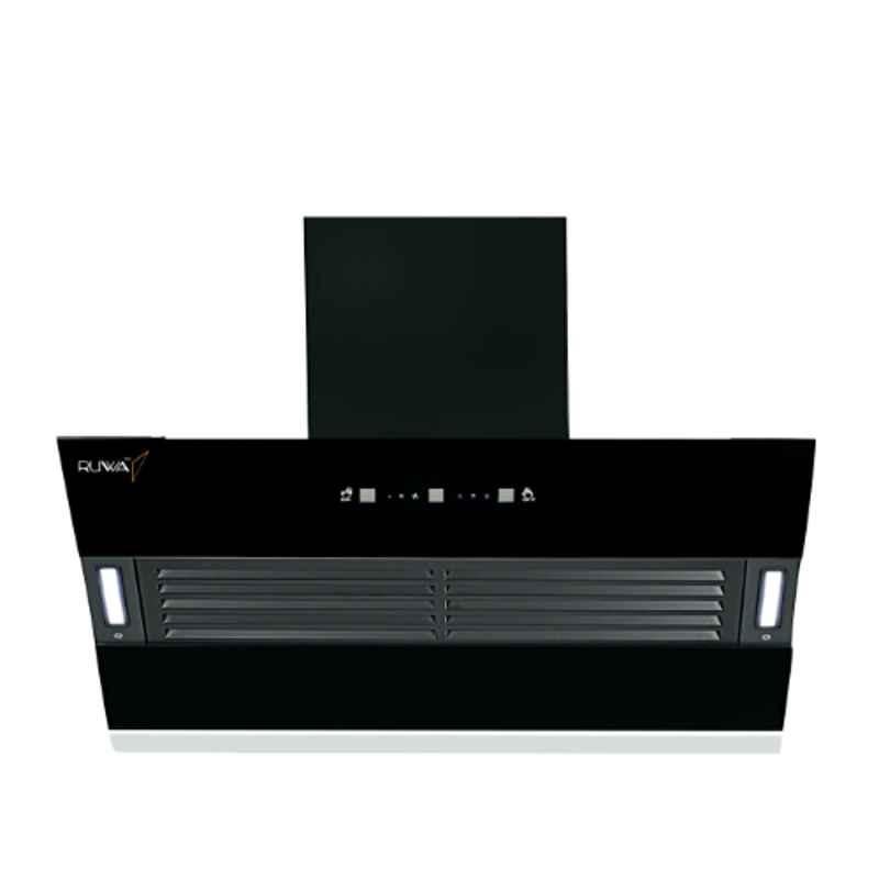Ruwa Topaz 1350CMH 90cm Stainless Steel Black Wall Mounted Powder Coated Rectangle Kitchen Chimney