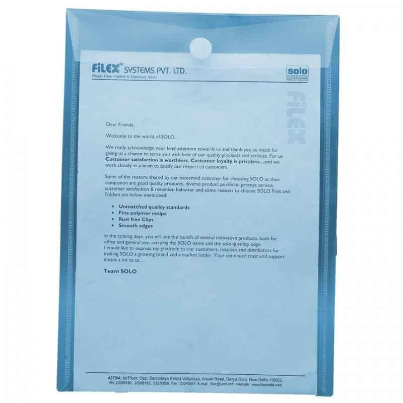 Solo A4 Transparent Blue Document Bag with Velcro Closure, CH 109 (Pack of 50)