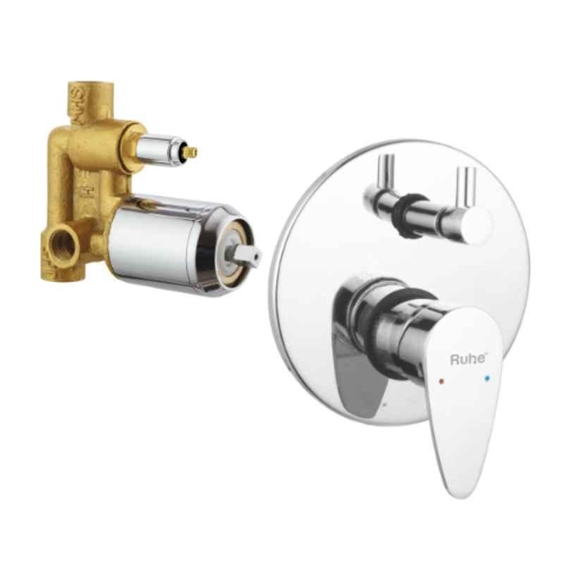 Ruhe Eclipse Brass Chrome Finish 2 Inlet Single Lever Hi-Flow Diverter Set, 11-0621