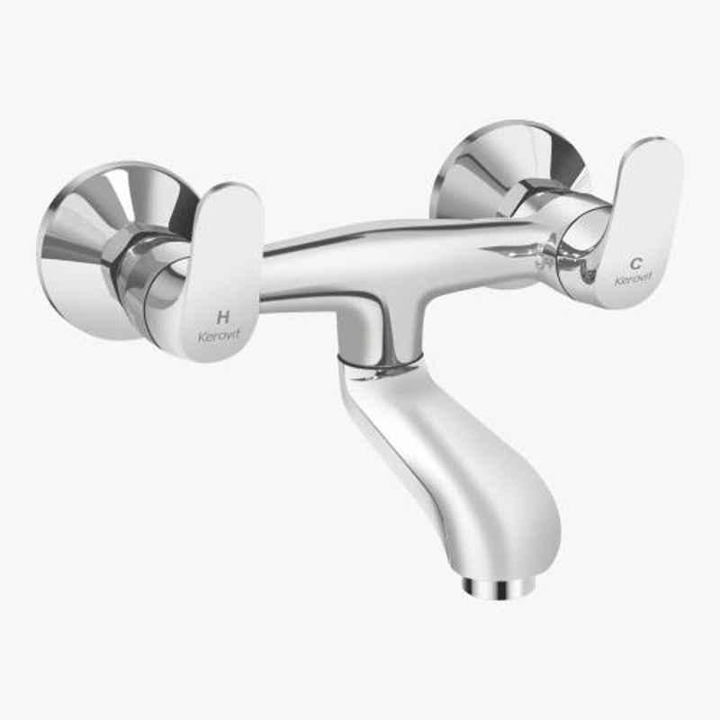 Kerovit Edge Silver Chrome Finish Wall Mixer - Non Telephonic Shower with Flanges, KB1211021