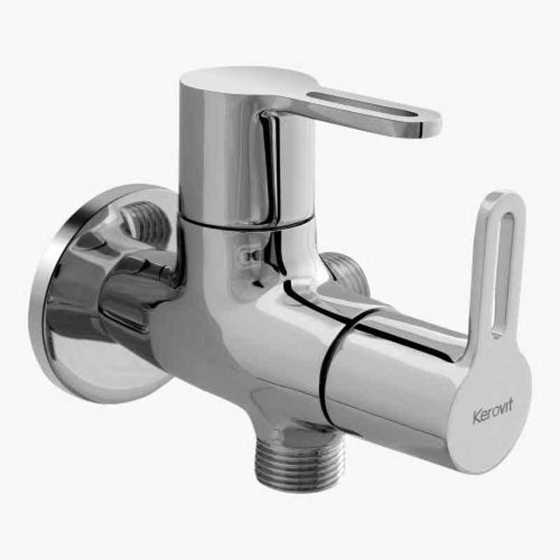 Kerovit Curve Silver Chrome Finish 2 Way Angular Valve with Flange, KB1711040