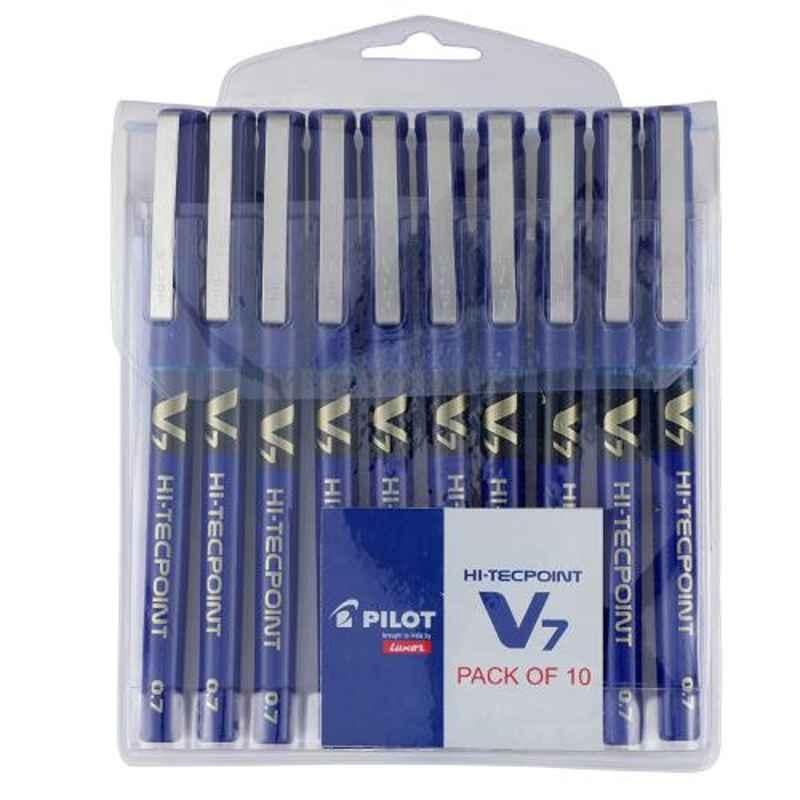 Pilot V7 Hi-Tecpoint 10Pcs Blue Liquid Ink Roller Ball Pen Set