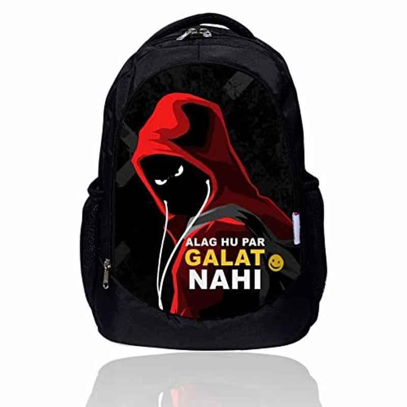 My Fav 30L Polyester Black Printed Laptop Backpack, MFB0095