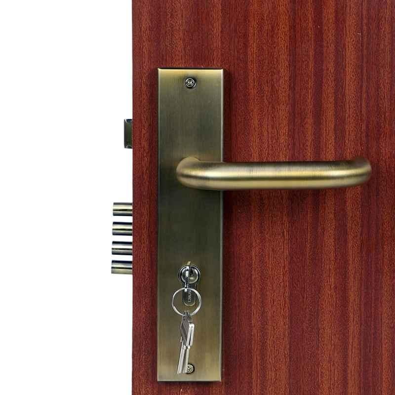 Handle Waala MG-1103 10 inch 60mm Stainless Steel Anitque Brass Finish One Side Key Cylindrical Plate Mortise Door Lock Set