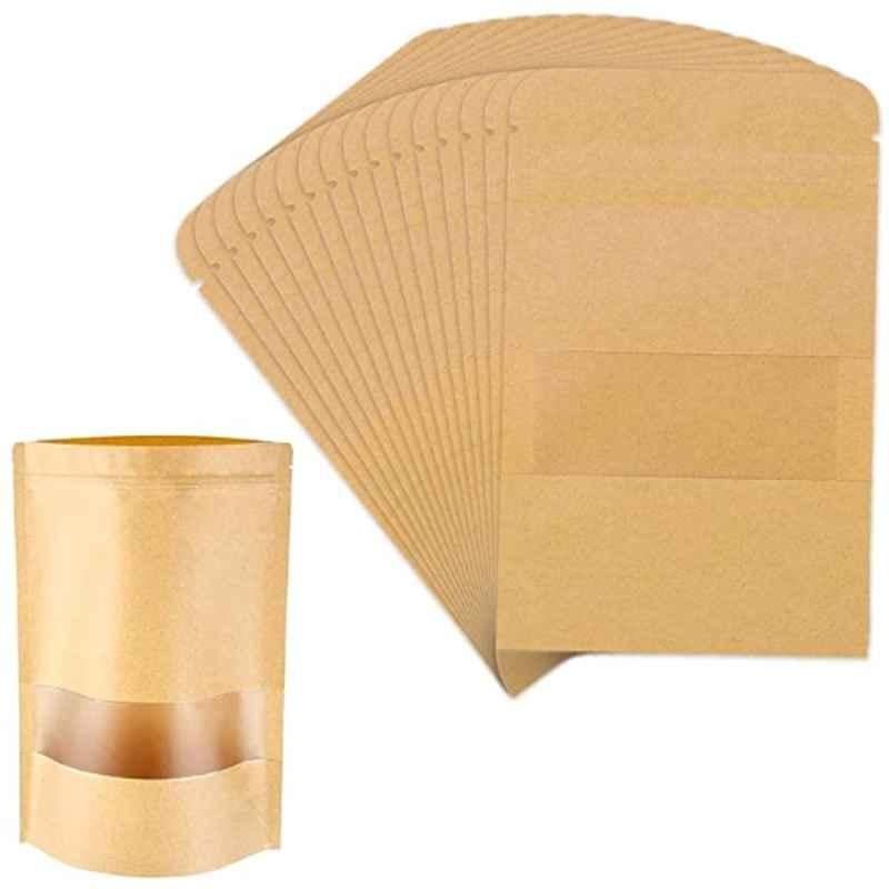 Deera 200x300mm Paper Brown Ziplock Standee Pouch (Pack of 15)