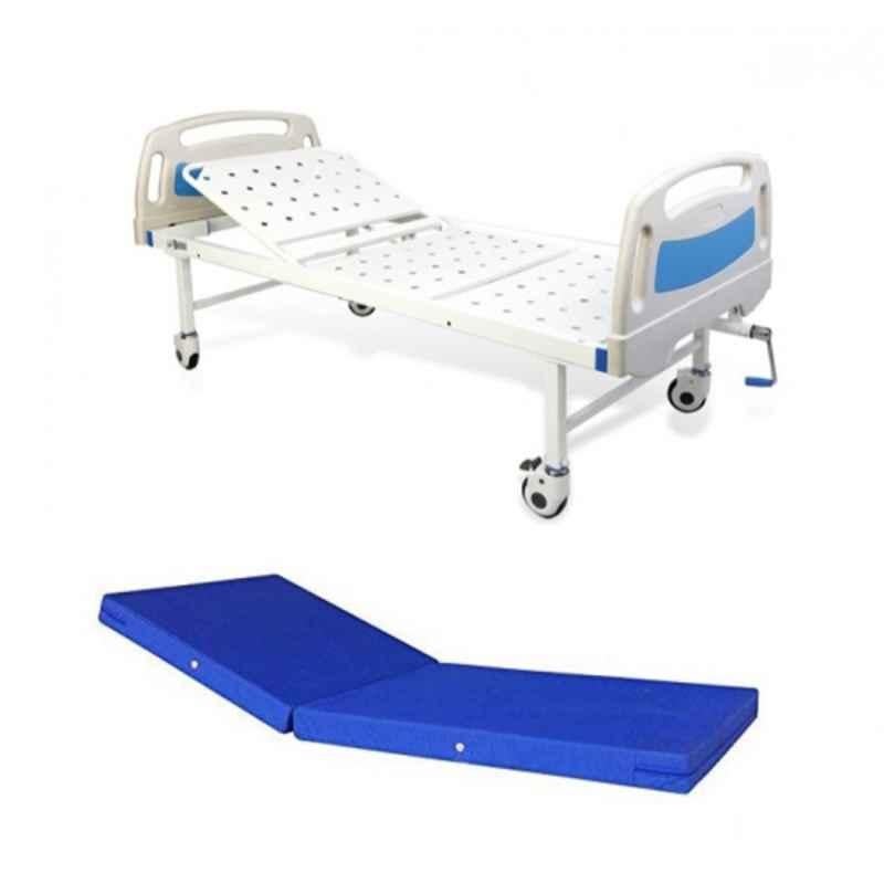 Wellsure Healthcare WSH-1213 Mild Steel Pre-Treated Epoxy Powder Coated Semi Fowler Bed with Mattress