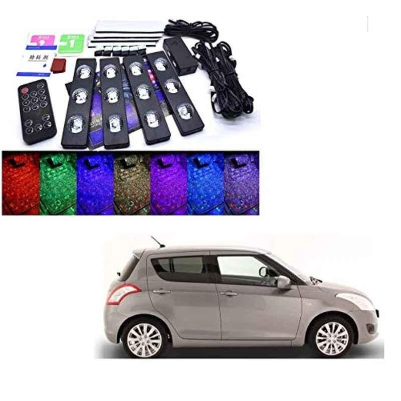 Kozdiko 4 Pcs 7 Colour Seat Bottom Car Star Light Kit with Remote Control For Maruti Suzuki Swift Type-2(2011_2017)