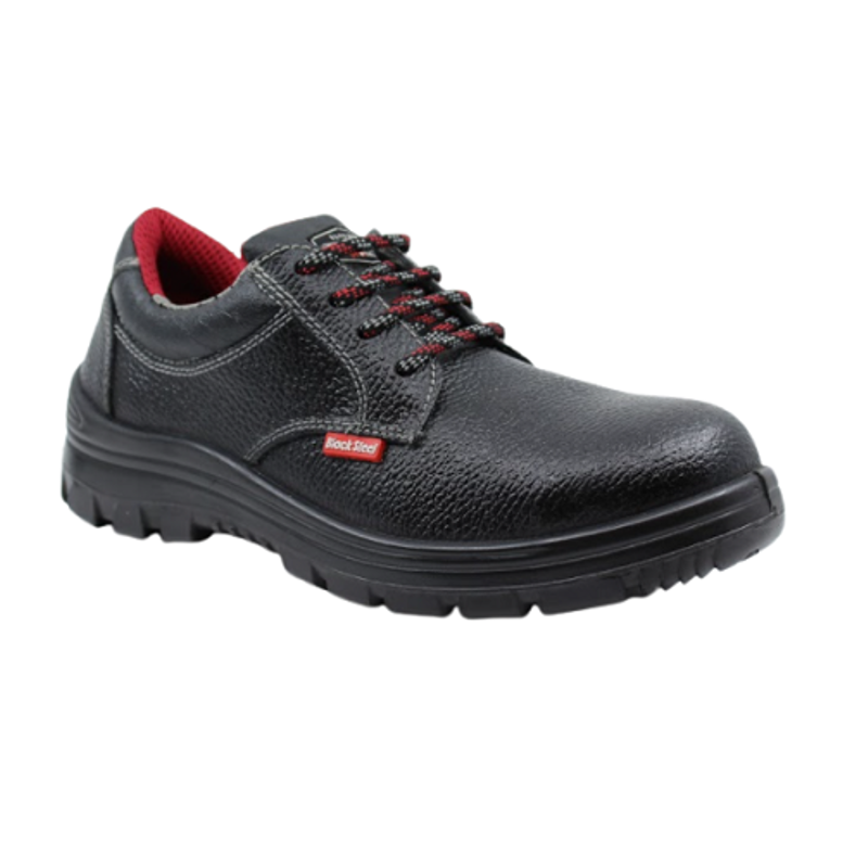 Blacksteel BS 9041 (RG) Leather Steel Toe Black Work Safety Shoes, Size: 11