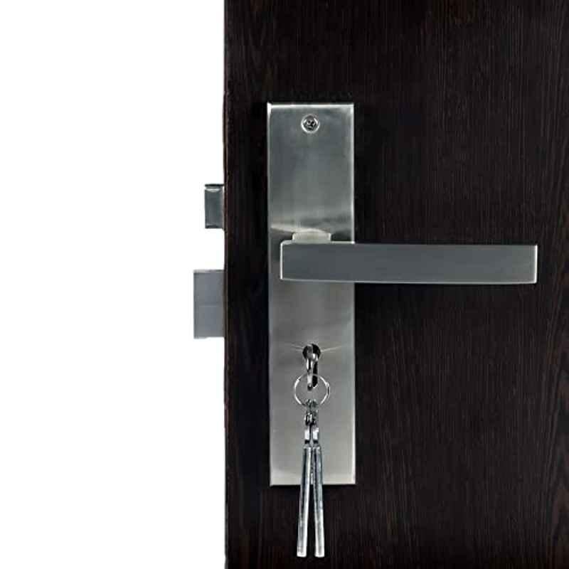 Saze â€ŽStainless Steel 304 â€ŽSilver â€ŽMatt Finish â€ŽSquare Heavy Duty Mortise Door Lock Set for Main Door, KY-MG308