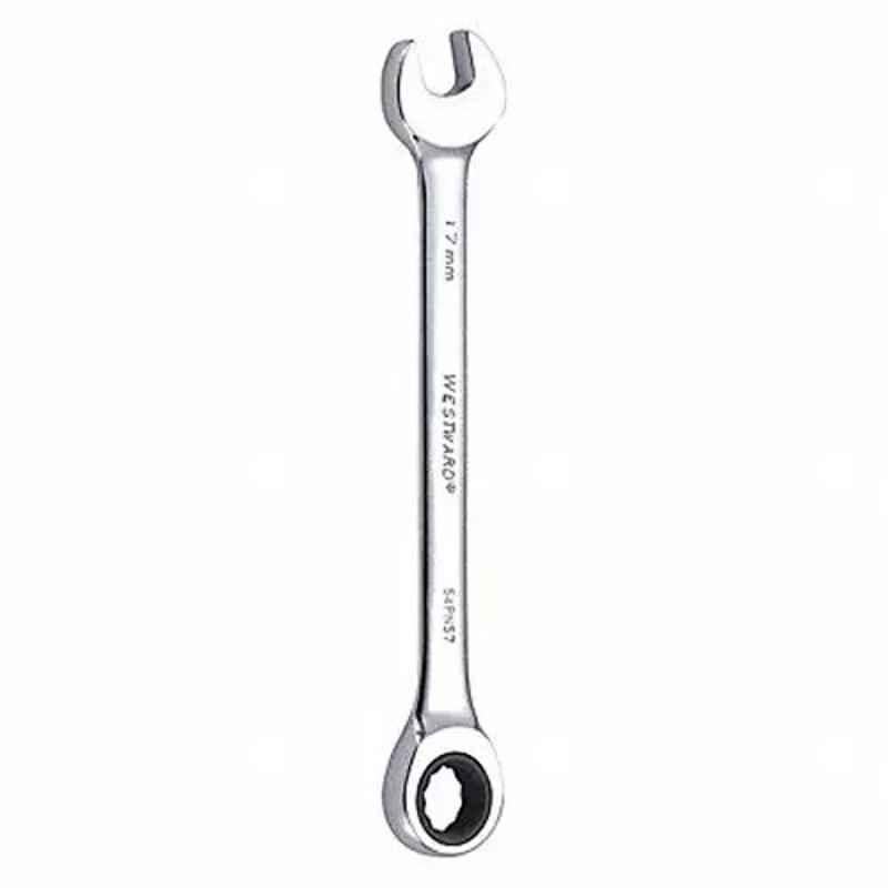 Westward 8-7/8 inch Alloy Steel Chrome Ratchet Wrench, 54PN57