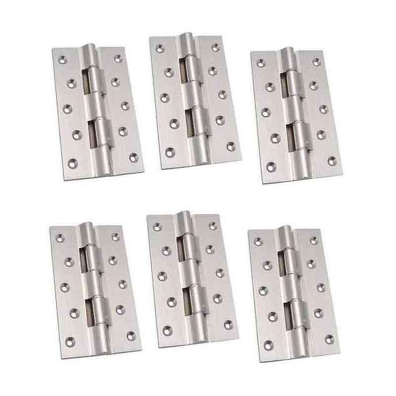 Smart Shophar 3x1x2 inch Brass Nickel Silver Railway Hinge, SHA10HG-RAIL-NS3X1X2-P6 (Pack of 6)
