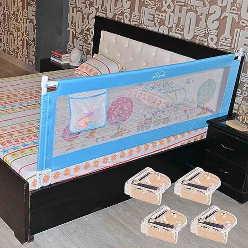 Safe-O-Kid 6x2.1ft Blue Washable Designer Bed Rail Guard for Baby, SOK9BDR6FTUPBL001