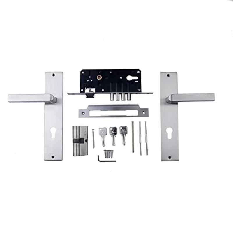 Saze 10 inch Stainless Steel Matt Finish Cylindrical Plate Mortise Door Lock Handle Set, MG201