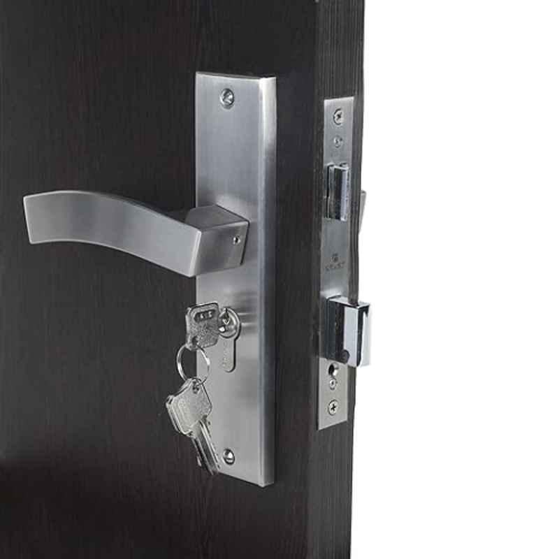 Homexpert LB10002 8 inch 60mm Stainless Steel Silver Cylindrical Plate One Side Key Mortise Door Lock Set