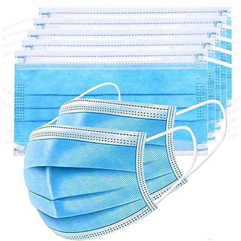Mastership 3 Layer Nonwoven Fabric Blue Disposable Surgical Mask (Pack of 100)