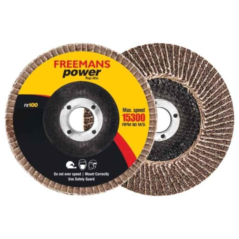 Freemans 100mm A80 Grit Calcine Aluminium Oxide Brown Power Flap Disc, FD-100-80 (Pack of 20)