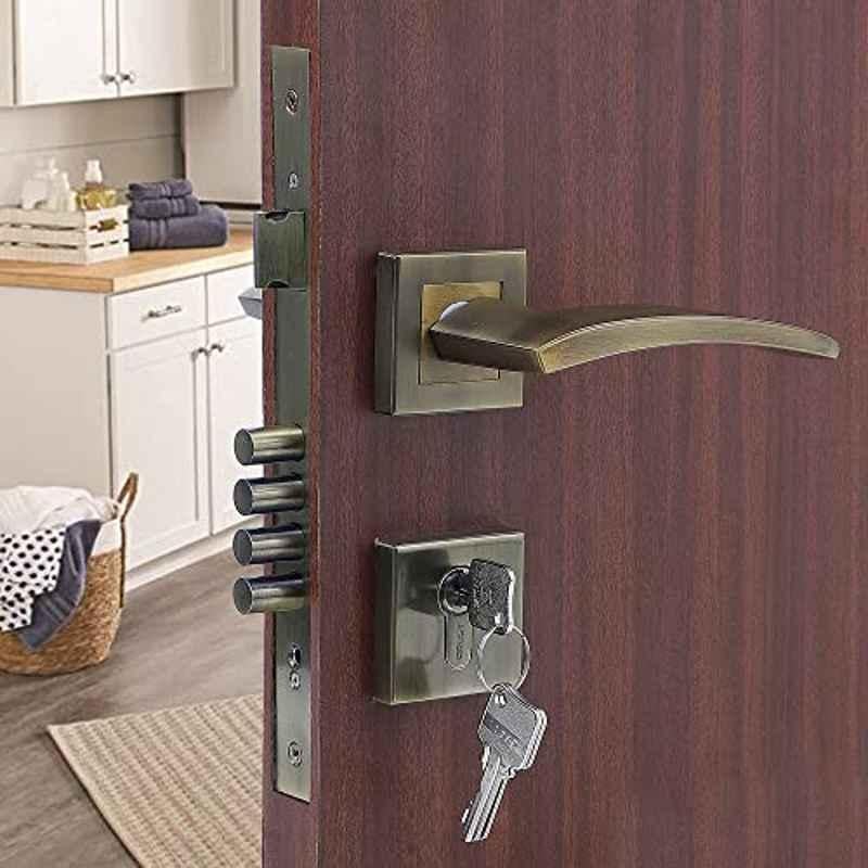 Voltizi Lobos Rose Antique Brass Finish Mortise Door Lock Handle Set with Both Side Key