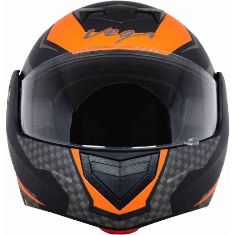 Vega Crux DX Check Dull Black Orange Motorbike Helmet, Size (xxlarge, 580 mm)